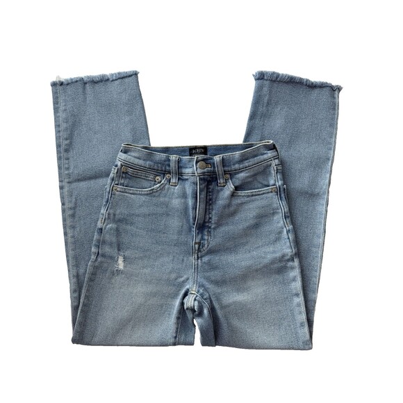 J Crew Stovepipe Jeans Womens 24 High Rise Straight Raw Hem Light Wash Stretch - Picture 4 of 8